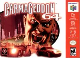 Carmageddon 64 is an iconic vehicular combat racing game for Nintendo 64. Unleash destruction with over-the-top violence on dystopian landscapes.