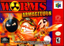 Experience tactical turn-based warfare in Worms Armageddon on Nintendo 64. A must-play classic!