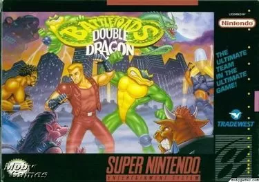 Experience the ultimate crossover with BattleToads & Double Dragon on SNES! Two iconic franchises collide in this action-packed, retro multiplayer beat 'em up.