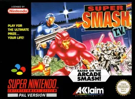 Smash T.V. is an intense arcade action game for SNES. Battle through chaotic levels with up to two players in this classic cooperative shooter.