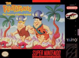 Explore Flintstones' world in 'The Treasure of Sierra Madrock' SNES game. Exciting adventure and strategy!
