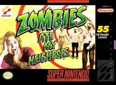 Explore 'Zombies Ate My Neighbors' for SNES, a horror-action game featuring top levels, scary monsters, and adventurous gameplay.